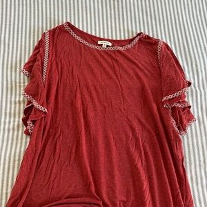 Soft Ruffle Sleeve Burnt Orange 2X ladies top Max Studio